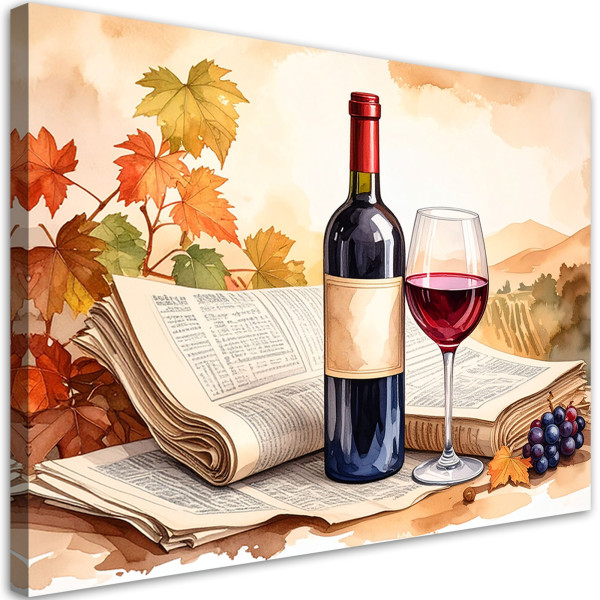 Obraz do kuchni restauracji, Butelka czerwonego wina 60x40 778583
