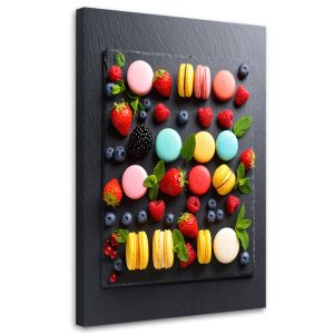 Obraz do kuchni restauracji, Makaroniki ciastka i owoce 40×60 781401 Obraz do kuchni restauracji, Makaroniki ciastka i owoce 40×60 781401