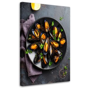 Obraz do kuchni restauracji, Owoce morza małże 20×30 889635 Obraz do kuchni restauracji, Owoce morza małże 20×30 889635
