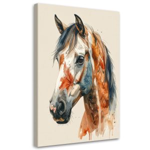 Obraz do pokoju dziecięcego salonu, Głowa konia zwierzęta w beżu 70×100 998822 Obraz do pokoju dziecięcego salonu, Głowa konia zwierzęta w beżu 70×100 998822