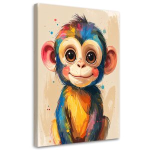 Obraz do pokoju dziecięcego salonu, Kolorowa małpka zwierzęta 40×60 999273 Obraz do pokoju dziecięcego salonu, Kolorowa małpka zwierzęta 40×60 999273