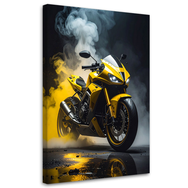 Obraz do pokoju dziecka biura salonu, Żółty Motocykl Motor Ścigacz 80x120 889955