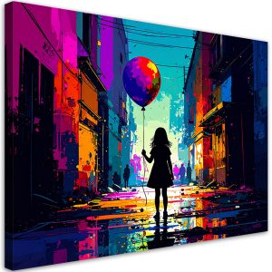 Obraz do pokoju dziecka, Dziewczynka z balonikiem Street art 100×70 779389 Obraz do pokoju dziecka, Dziewczynka z balonikiem Street art 100×70 779389