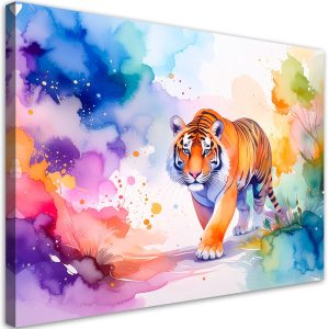 Obraz do pokoju dziecka, Kolorowy Tygrys Safari Akwarela 100×70 780288 Obraz do pokoju dziecka, Kolorowy Tygrys Safari Akwarela 100×70 780288