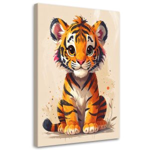 Obraz do pokoju dziecka nastolatka, Kolorowy tygrysek zwierzę safari 80×120 995585 Obraz do pokoju dziecka nastolatka, Kolorowy tygrysek zwierzę safari 80×120 995585