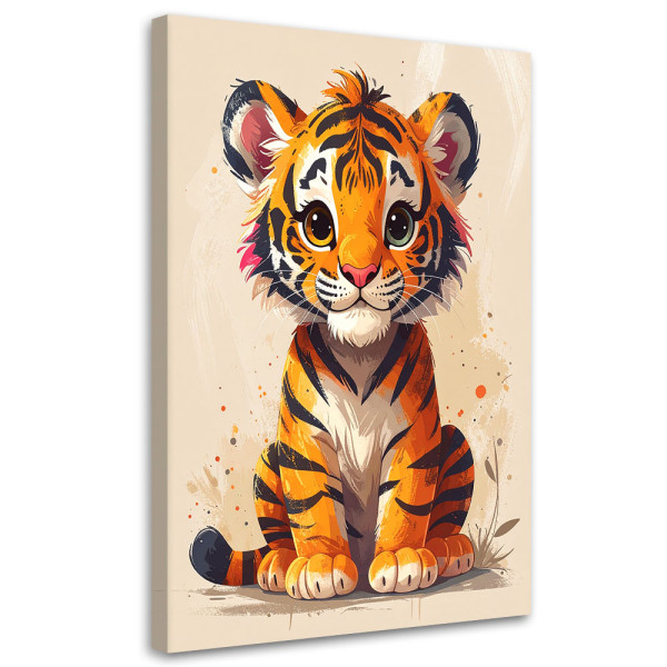 Obraz do pokoju dziecka nastolatka, Kolorowy tygrysek zwierzę safari 80x120 995585