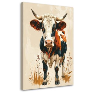 Obraz do pokoju dziecka nastolatka, Krowa zwierzę na beżowym tle 70×100 996098 Obraz do pokoju dziecka nastolatka, Krowa zwierzę na beżowym tle 70×100 996098