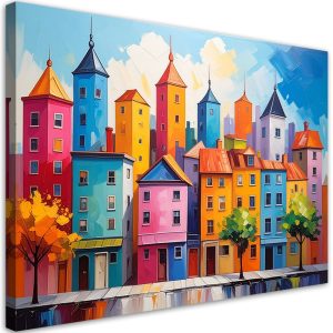 Obraz do pokoju dziecka nastolatka salonu, Kolorowe miasteczko domy 60×40 995643 Obraz do pokoju dziecka nastolatka salonu, Kolorowe miasteczko domy 60×40 995643