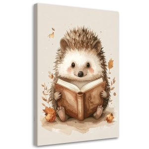 Obraz do pokoju dziecka niemowlaka, Jeż czytajacy książkę 20×30 997307