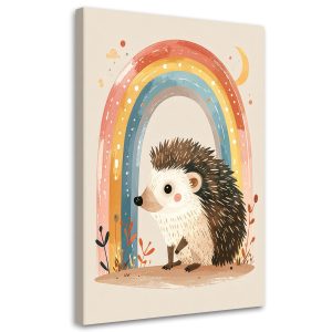 Obraz do pokoju dziecka niemowlaka, Jeż tęcza zwierzęta leśne 30×45 998969