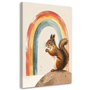 Obraz do pokoju dziecka niemowlaka, Wiewiórka tęcza zwierzęta leśne 70×100 995949 Obraz do pokoju dziecka niemowlaka, Wiewiórka tęcza zwierzęta leśne 70×100 995949