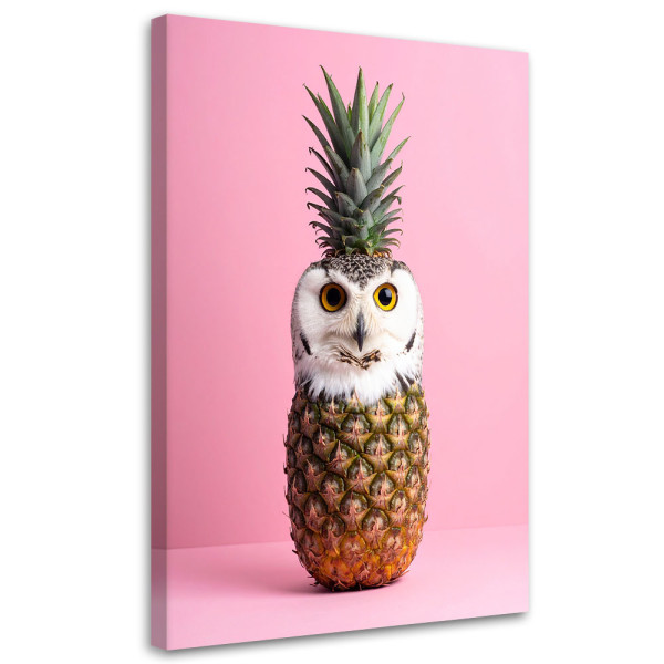 Obraz do pokoju dziecka salonu, Abstrakcja Sowa Ananas na rózowym 70x100 891236