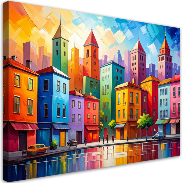 Obraz do pokoju dziecka salonu kuchni, Widok na kolorowe miasto 45x30 996830