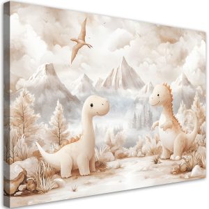 Obraz do pokoju dziecka, Urocze małe Dinozaury Krajobraz Beżowy 120×80 634586 Obraz do pokoju dziecka, Urocze małe Dinozaury Krajobraz Beżowy 120×80 634586