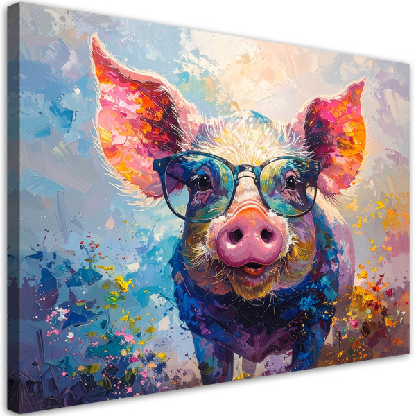 Obraz do pokoju nastolatka dziecka, Kolorowa świnka 90x60 996622