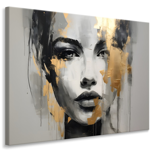 Obraz Do Salonu Abstrakcyjny Złoty Portret 40x30cm 202097