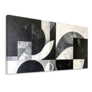 Obraz do salonu biura, Abstrakcja geometryczna czarno biały 120×60 882714