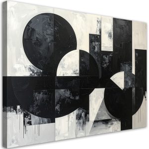 Obraz do salonu biura, Abstrakcyjna kompozycja koła kształty czarno 60×40 891032