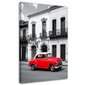 Obraz do salonu biura, Czerwony retro samochód zaparkowany 30×45 999076 Obraz do salonu biura, Czerwony retro samochód zaparkowany 30×45 999076