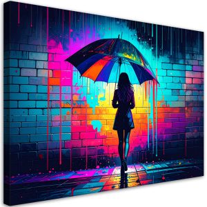 Obraz do salonu biura jadalni, Dziewczyna z parasolką Graffiti 45×30 887835 Obraz do salonu biura jadalni, Dziewczyna z parasolką Graffiti 45×30 887835