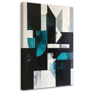 Obraz do salonu biura kuchni, Geometryczne kształty turkusowy czarny 80×120 886312 Obraz do salonu biura kuchni, Geometryczne kształty turkusowy czarny 80×120 886312