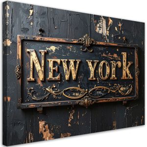 Obraz do salonu biura loftu hotelu, Napis Nowy Jork czarno złoty 120×80 889139 Obraz do salonu biura loftu hotelu, Napis Nowy Jork czarno złoty 120×80 889139