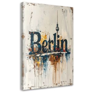 Obraz do salonu biura loftu, Napis Berlin Typografia imitacja farby 20×30 888088