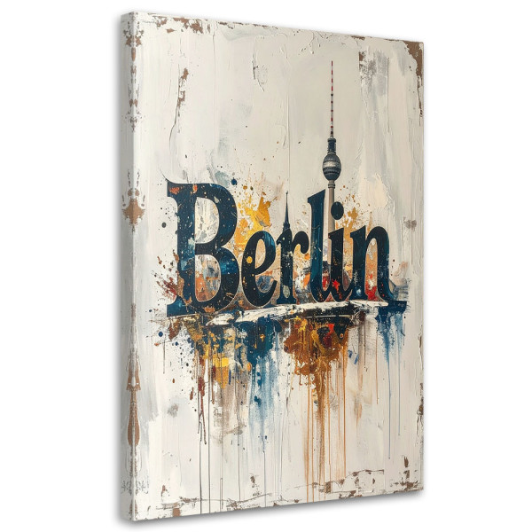 Obraz do salonu biura loftu, Napis Berlin Typografia imitacja farby 40x60 884686