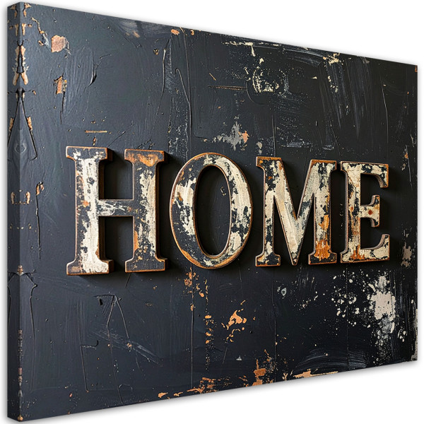 Obraz do salonu biura loftu, Napis Home Typografia imitacja farby 90x60 889555