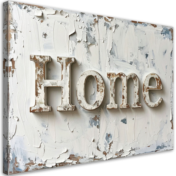 Obraz do salonu biura loftu, Napis Home Typografia shabby chic 120x80 883156