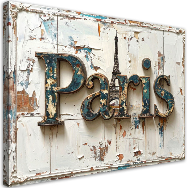 Obraz do salonu biura loftu, Napis Paryż Shabby Chic 45x30 883326