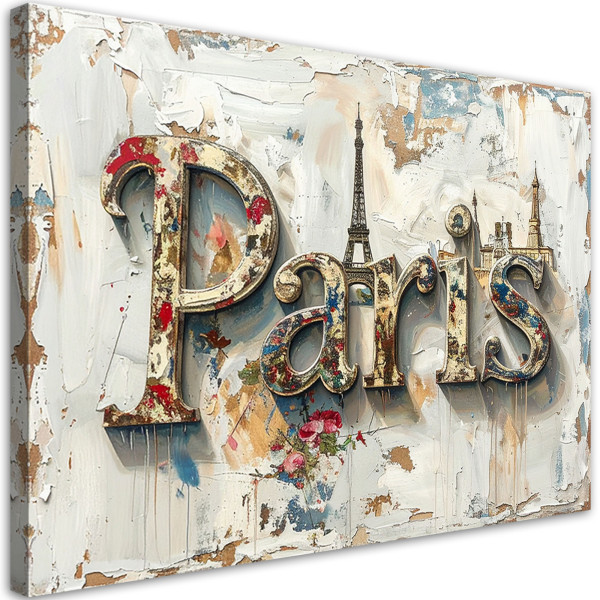 Obraz do salonu biura loftu, Napis Paryż Shabby Chic Vintage 60x40 883297