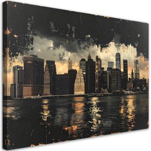 Obraz do salonu biura, Nowy Jork Skyline miasto w stylu retro 60×40 886883 Obraz do salonu biura, Nowy Jork Skyline miasto w stylu retro 60×40 886883