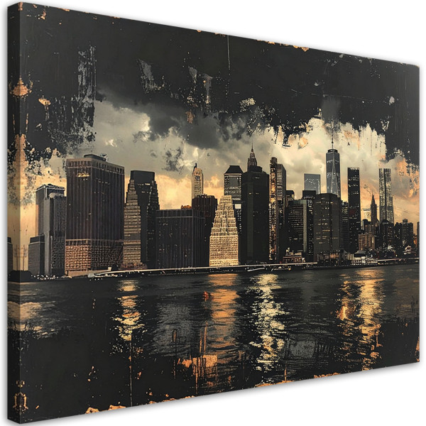 Obraz do salonu biura, Nowy Jork Skyline miasto w stylu retro 60x40 886883