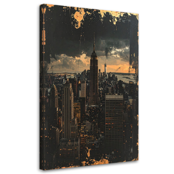 Obraz do salonu biura, Nowy Jork Skyline miasto w stylu retro czarno 30x45 890590