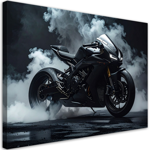 Obraz do salonu biura pokoju młodzieżowego, Czarny Motocykl Motor 30x20 885743