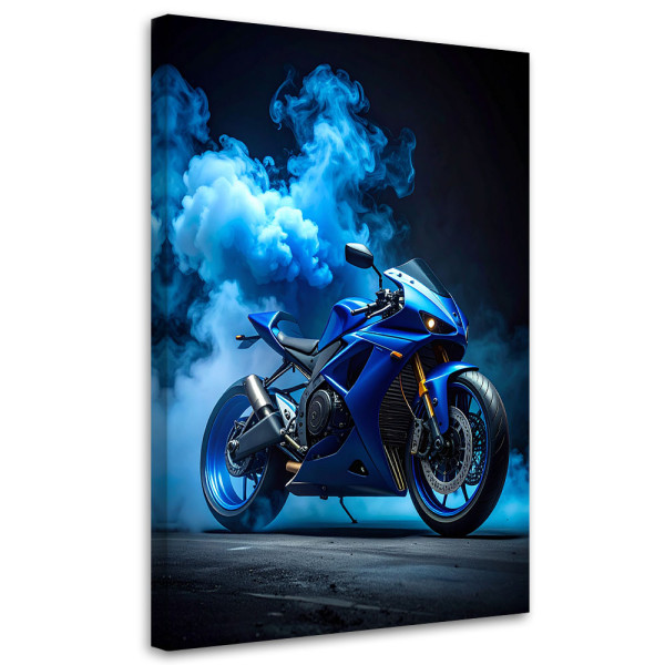 Obraz do salonu biura pokoju młodzieżowego, Niebieski Motocykl Motor 60x90 884841