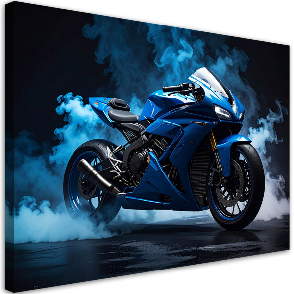 Obraz do salonu biura pokoju nastolatka, Niebieski Motocykl Motor 45x30 884660