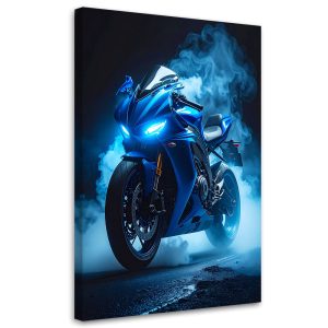 Obraz do salonu biura pokoju nastolatka, Niebieski Motocykl Motor 80×120 887975