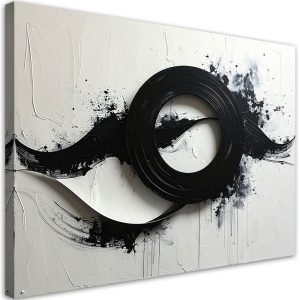 Obraz do salonu biura sypialni, Abstrakcja Czarno-Biała Forma 30×20 886290