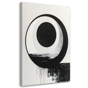 Obraz do salonu biura sypialni, Abstrakcja Czarno Biała Forma Okręg 60×90 885790