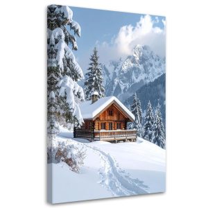 Obraz do salonu jadalni biura kuchni, Pejzaż zima górskie chaty las 40×60 885488 Obraz do salonu jadalni biura kuchni, Pejzaż zima górskie chaty las 40×60 885488