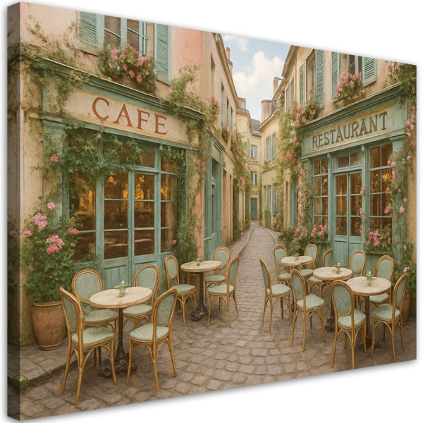 Obraz do salonu jadalni, Paryż Restauracja Kawiarniaw stylu Boho 120x80 780407