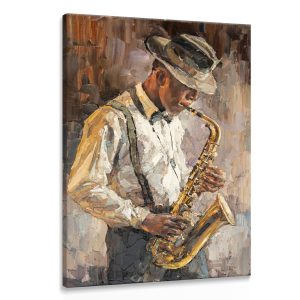 Obraz Do Salonu Jazzman z saksofonem 70x100cm 202696 Obraz Do Salonu Jazzman z saksofonem 70x100cm 202696