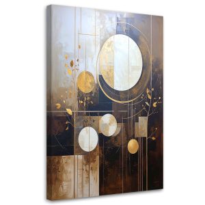 Obraz do salonu kuchni biura, Brązowa beżowa abstrakcja koła i liście 40×60 995903 Obraz do salonu kuchni biura, Brązowa beżowa abstrakcja koła i liście 40×60 995903