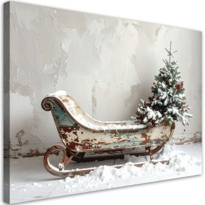 Obraz do salonu kuchni biura, Choinka boże narodzenie sanki śnieg 100×70 891037 Obraz do salonu kuchni biura, Choinka boże narodzenie sanki śnieg 100×70 891037