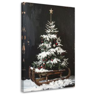Obraz do salonu kuchni biura, Choinka boże narodzenie sanki śnieg 30×45 890077 Obraz do salonu kuchni biura, Choinka boże narodzenie sanki śnieg 30×45 890077