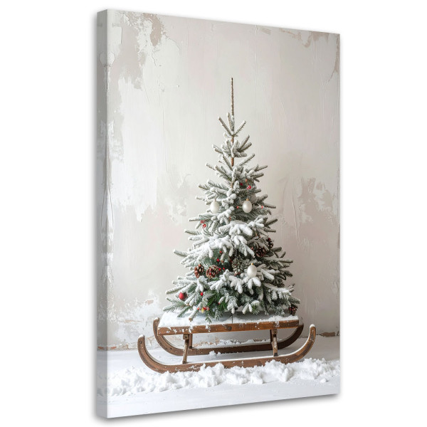 Obraz do salonu kuchni biura, Choinka świeta prezenty sanki 70x100 883077