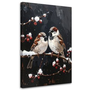 Obraz do salonu kuchni biura, Ptaki siedzące nocą na gałęzi 30×45 886980 Obraz do salonu kuchni biura, Ptaki siedzące nocą na gałęzi 30×45 886980