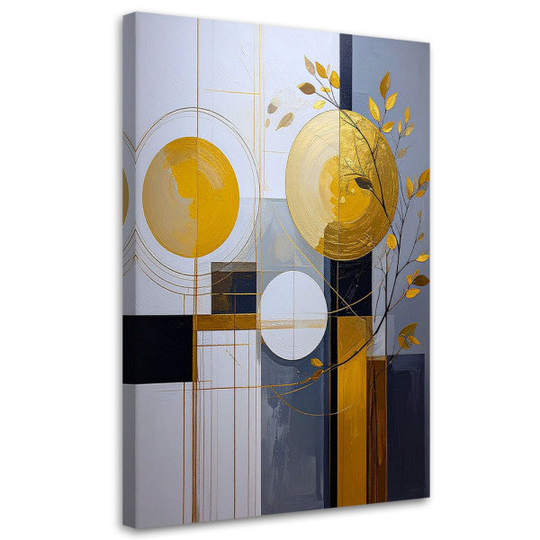 Obraz do salonu kuchni biura, Żółta abstrakcja geometryczna koła 40x60 1034430